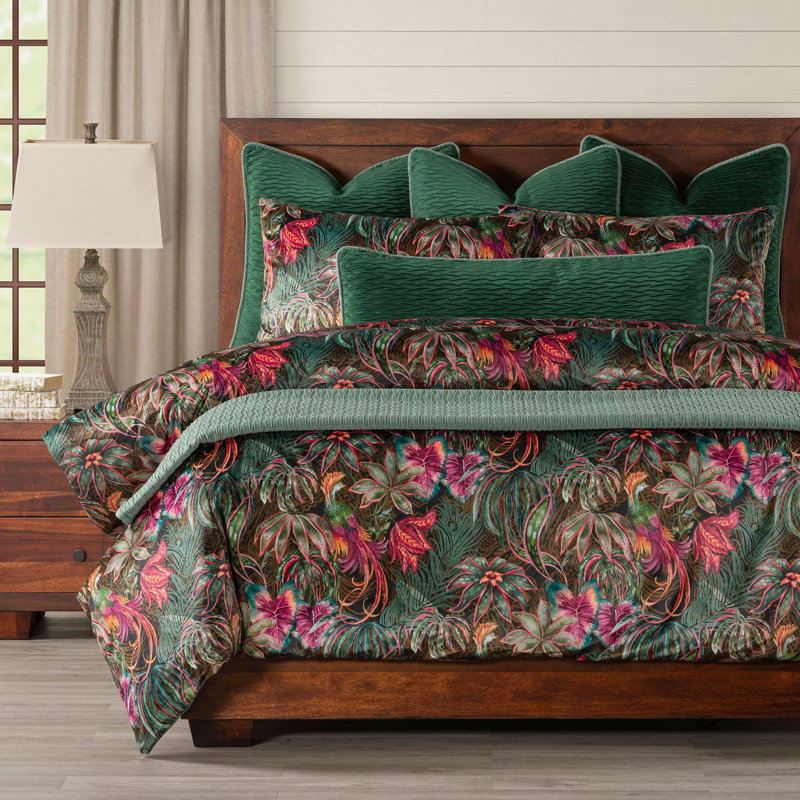 Smithsonian Green/Red Microfiber Reversible 4 Piece Duvet Cover